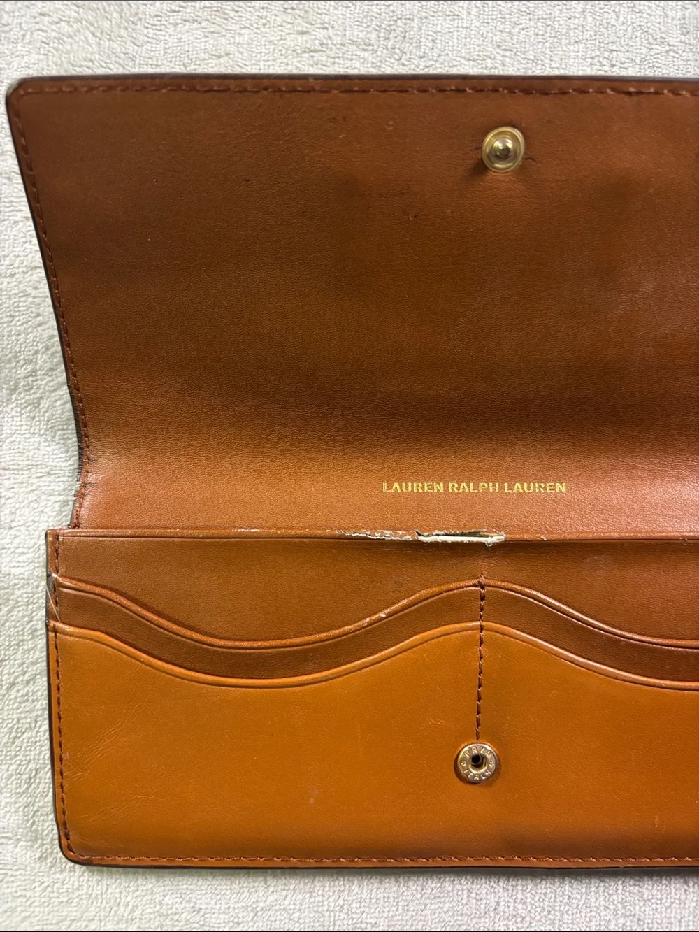 Lauren Ralph Lauren Brown Leather Belted Continental Wallet Clutch LRL